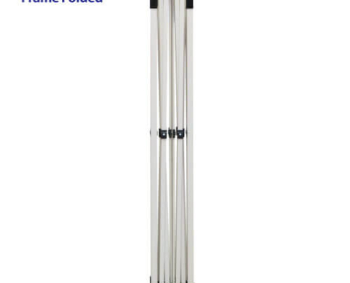 Aluminum frame for a 10ft x 10ft event tent, collapsed for transport